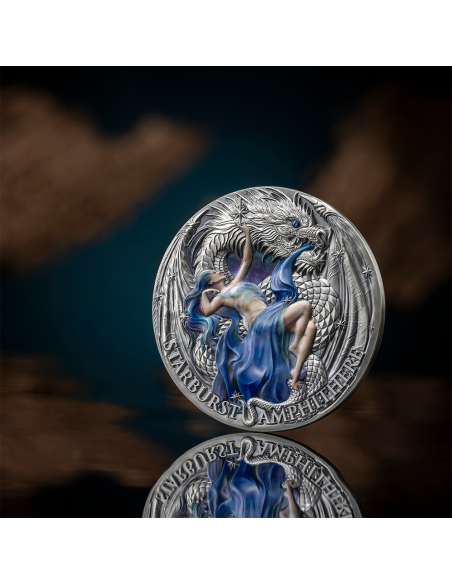 STARBURST AMPHITHERE Dragonology 2 Oz Silver Coin 2000 Francs Cameroon 2023 - Coins & More - Cameroon