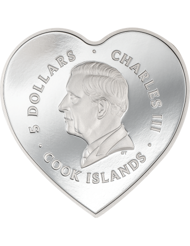 ROSES Brilliant Love Heart Silver Coin 5$ Cook Islands 2024 - Coins & More - Isole Cook