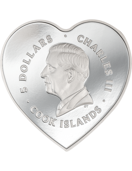 ROSES Brilliant Love Heart Silver Coin 5$ Cook Islands 2024 - Coins & More - Isole Cook