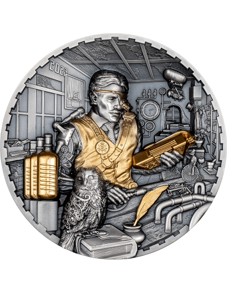 SCIENCE LAB Steampunk 3 Oz Silver Coin 20$ Cook Islands 2023 - Coins & More - Îles Cook