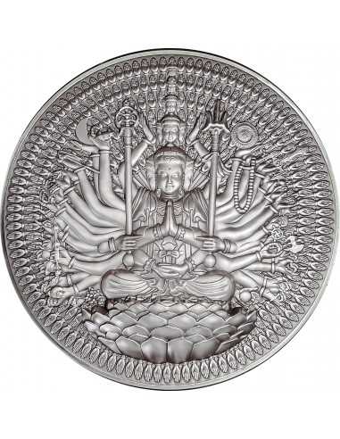 GUAN YIN Thousand-armed Thousand-eyed Bodhisattva 2 Oz Silver & 16.9 Oz Copper Coin 10000 CFA Francs Tchad 2024 - Coins & Mor...
