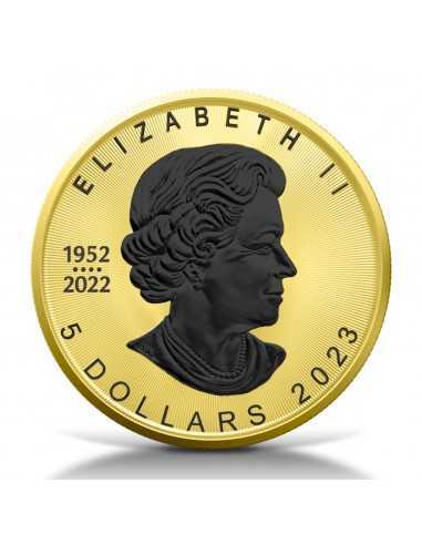 GOLD BLACK PLATINUM Maple Leaf 1 Oz Silver Coin 5$ Canada 2023 - Coins & More - Canada