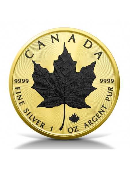 GOLD BLACK PLATINUM Maple Leaf 1 Oz Silver Coin 5$ Canada 2023 - Coins & More - Canada
