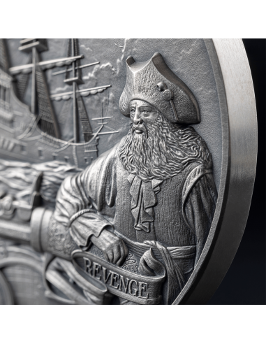 QUEEN ANNE'S REVENGE Captains of Fortune 2 Oz Silver Coin 5$ Barbados 2023 - Coins & More - Barbade