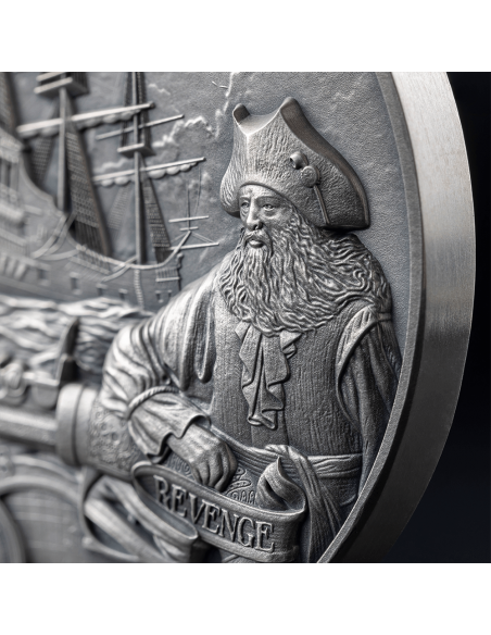 QUEEN ANNE'S REVENGE Captains of Fortune 2 Oz Silver Coin 5$ Barbados 2023 - Coins & More - Barbade