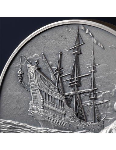 QUEEN ANNE'S REVENGE Captains of Fortune 2 Oz Silver Coin 5$ Barbados 2023 - Coins & More - Barbade