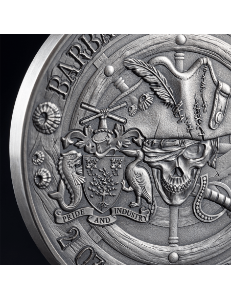 QUEEN ANNE'S REVENGE Captains of Fortune 2 Oz Silver Coin 5$ Barbados 2023 - Coins & More - Barbade