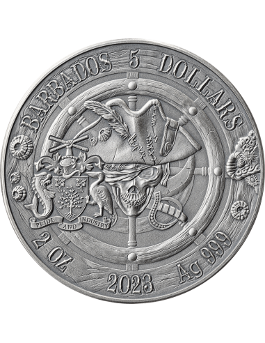 QUEEN ANNE'S REVENGE Captains of Fortune 2 Oz Silver Coin 5$ Barbados 2023 - Coins & More - Barbade