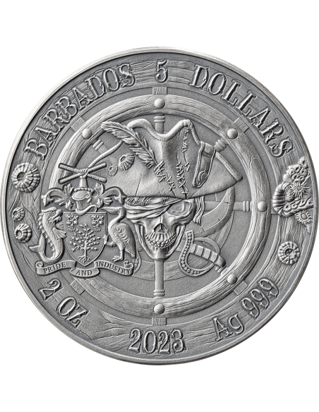 QUEEN ANNE'S REVENGE Captains of Fortune 2 Oz Silver Coin 5$ Barbados 2023 - Coins & More - Barbade