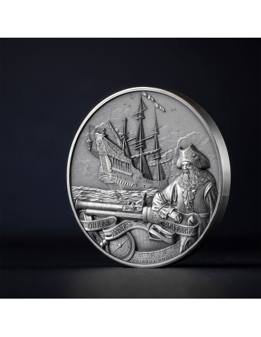 QUEEN ANNE'S REVENGE Captains of Fortune 2 Oz Silver Coin 5$ Barbados 2023 - Coins & More - Barbade
