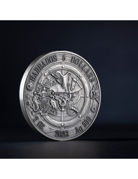 QUEEN ANNE'S REVENGE Captains of Fortune 2 Oz Silver Coin 5$ Barbados 2023 - Coins & More - Barbade