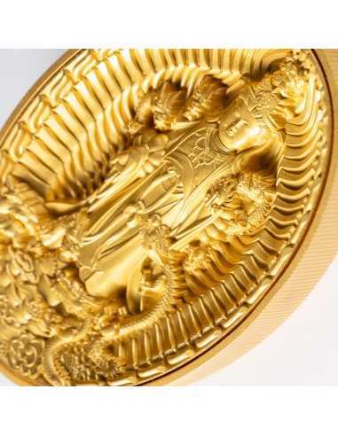 GILDED EIGHT DRAGON BUDDHA 1 Oz Silver & 6 Oz Copper Coin 5000 Francs Chad 2023 - Coins & More - Cameroon