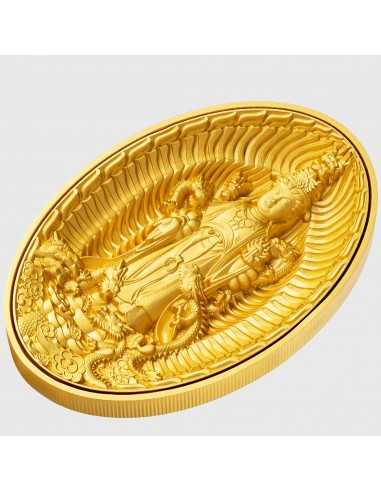 GILDED EIGHT DRAGON BUDDHA 1 Oz Silver & 6 Oz Copper Coin 5000 Francs Chad 2023 - Coins & More - Cameroon