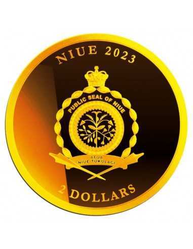 QUEEN ELIZABETH II Icons of Inpiration 1 Oz Gold Gilded Silver Coin 2$ Niue 2023 - Coins & More - Niue