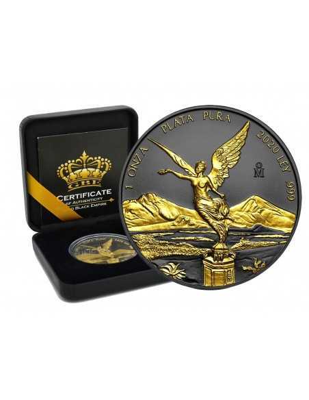 LIBERTAD - GOLD BLACK EMPIRE 1 Oz Silver Ruthenium & Gold Coin 1 Onza Mexico 2020 - Coins & More - Messico