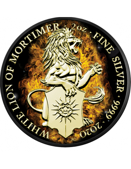 BURNING LION OF MORTIMER Queen Beasts 2 Oz Silver Coin 5£ United Kingdom 2020 - Coins & More - United Kingdom