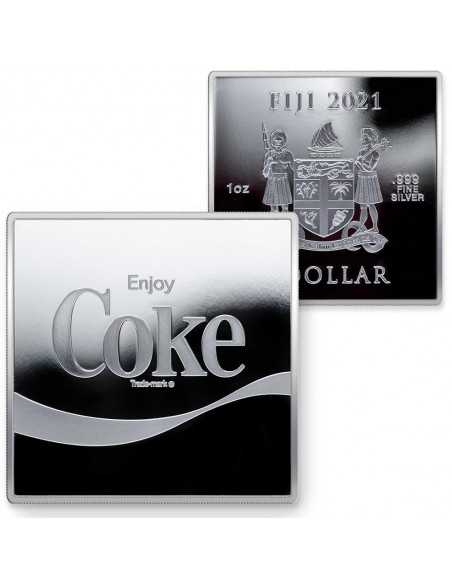 COCA COLA Arden Square 1 Oz Silver Coin 1$ Dollar Fiji 2021