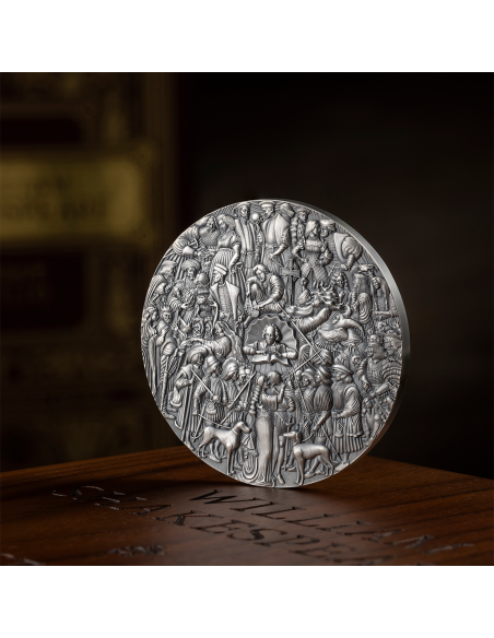 FIRST FOLIO William Shakespeare 400th Anniversary Edition 5 Oz Silver Coin 5000 Francs Cameroon 2023 - Coins & More - Cameroun