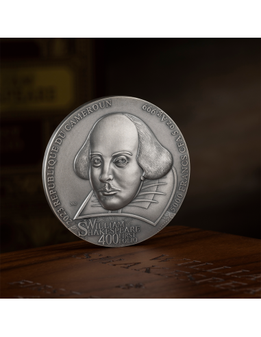 FIRST FOLIO William Shakespeare 400th Anniversary Edition 5 Oz Silver Coin 5000 Francs Cameroon 2023 - Coins & More - Cameroun