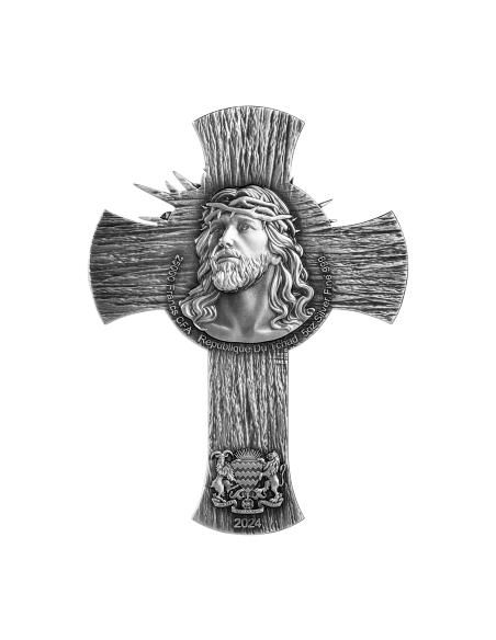 JESUS CROSS 5 Oz Silver Coin 25000 Francs Chad 2024 - Coins & More - Chad