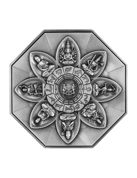 VAIROCANA Eight Protectors 5 Oz Silver & 28.5 Oz Copper Coin 25000 Francs Tchad 2024 - Coins & More - Camerún