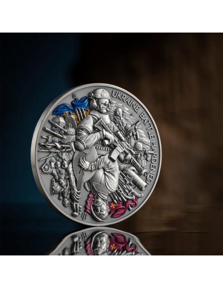 UKRAINE BATTLE HARDENED 2 Oz Silver Coin 10 Cedis Ghana 2024 - Coins & More - Ghana