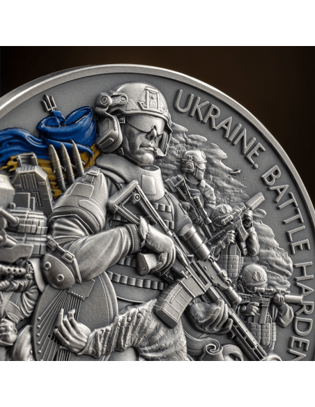 UKRAINE BATTLE HARDENED 2 Oz Silver Coin 10 Cedis Ghana 2024 - Coins & More - Ghana