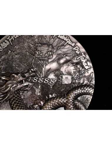 SCALED DRAGON 9 Dragons Series Spring Version 5 Oz Silver Coin 18888 Francs Chad 2024 - Coins & More - Chad