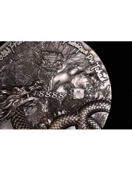 SCALED DRAGON 9 Dragons Series Spring Version 5 Oz Silver Coin 18888 Francs Chad 2024 - Coins & More - Chad