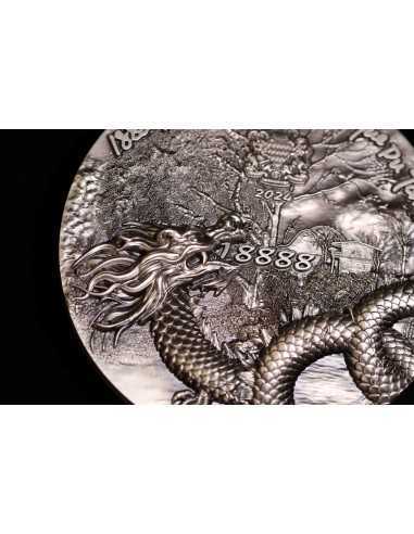 SCALED DRAGON 9 Dragons Series Spring Version 5 Oz Silver Coin 18888 Francs Chad 2024 - Coins & More - Chad