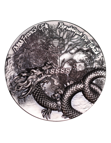 SCALED DRAGON 9 Dragons Series Spring Version 5 Oz Silver Coin 18888 Francs Chad 2024 - Coins & More - Chad