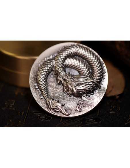 SCALED DRAGON 9 Dragons Series Spring Version 5 Oz Silver Coin 18888 Francs Chad 2024 - Coins & More - Chad