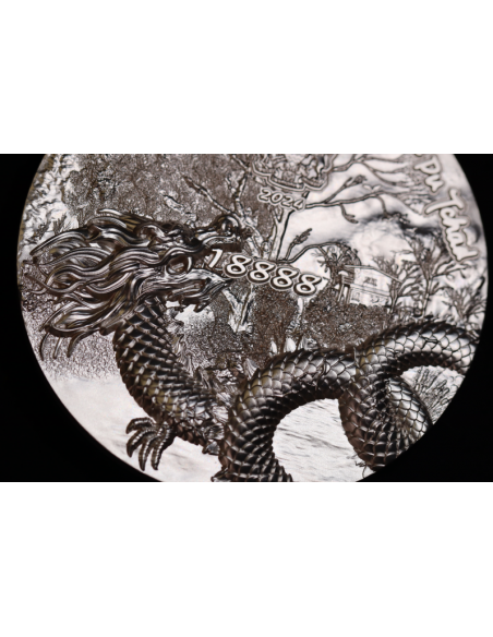 SCALED DRAGON 9 Dragons Series Summer Version 5 Oz Silver Coin 18888 Francs Chad 2024 - Coins & More - Tchad