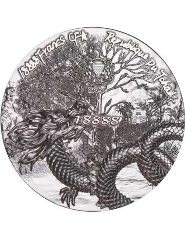 SCALED DRAGON 9 Dragons Series Summer Version 5 Oz Silver Coin 18888 Francs Chad 2024 - Coins & More - Tchad