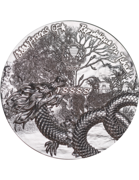 SCALED DRAGON 9 Dragons Series Summer Version 5 Oz Silver Coin 18888 Francs Chad 2024 - Coins & More - Tchad