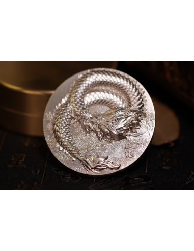 SCALED DRAGON 9 Dragons Series Summer Version 5 Oz Silver Coin 18888 Francs Chad 2024 - Coins & More - Tchad