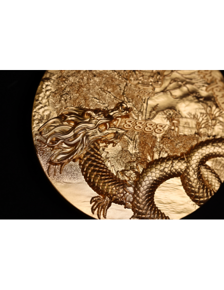 SCALED DRAGON 9 Dragons Series Autumn Version 5 Oz Silver Coin 18888 Francs Chad 2024 - Coins & More - Tchad