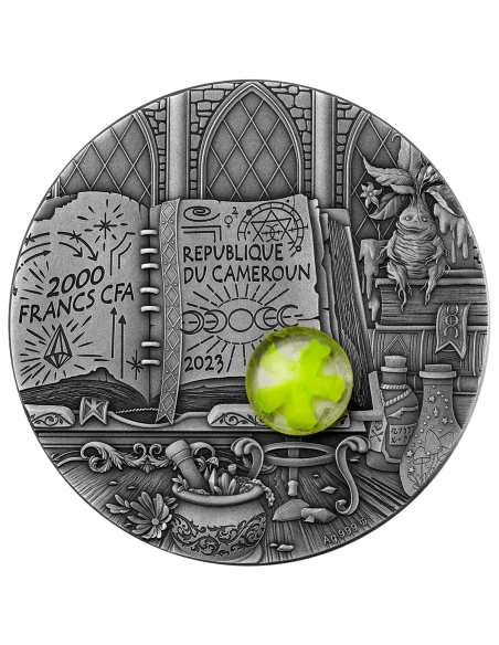 THE WIZARD 2 Oz Silver Fluorescent 3D Coin 2000 Francs Cameroon 2023