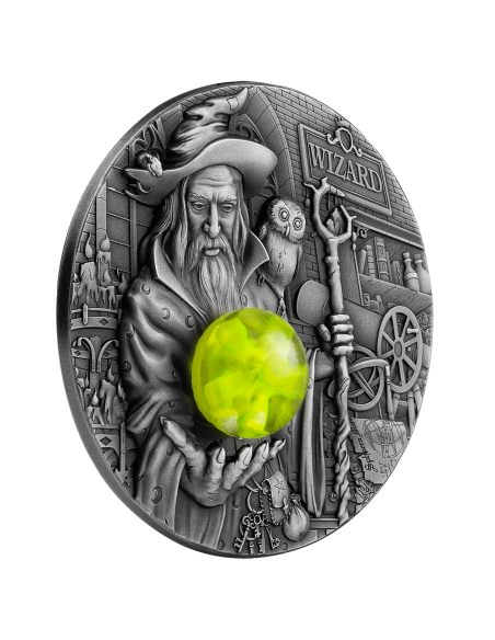 THE WIZARD 2 Oz Silver Fluorescent 3D Coin 2000 Francs Cameroon 2023