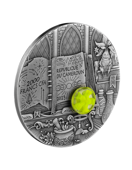 THE WIZARD 2 Oz Silver Fluorescent 3D Coin 2000 Francs Cameroon 2023