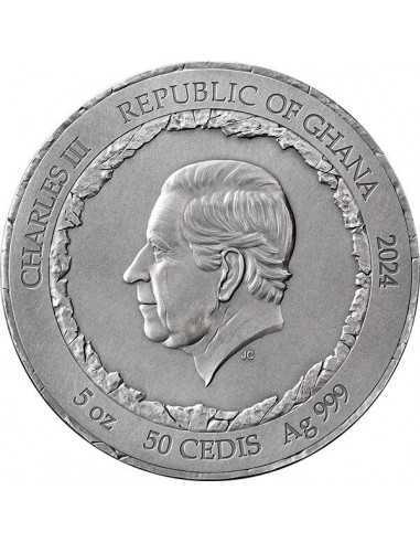 PETRA Rock-Cut Monuments 5 Oz Silver Coin 50 Cedis Ghana 2024 - Coins & More - Ghana