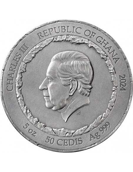 PETRA Rock-Cut Monuments 5 Oz Silver Coin 50 Cedis Ghana 2024 - Coins & More - Ghana