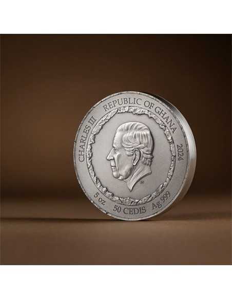 PETRA Rock-Cut Monuments 5 Oz Silver Coin 50 Cedis Ghana 2024 - Coins & More - Ghana