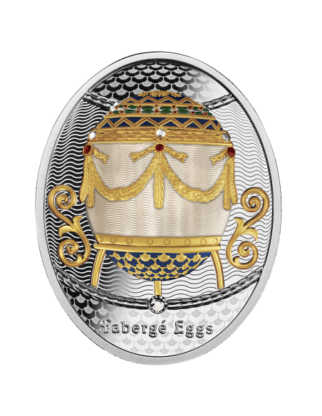 CRADLE WITH GARLANDS Faberge Eggs Silver Proof Coin 1$ Niue 2023 - Coins & More - Niue