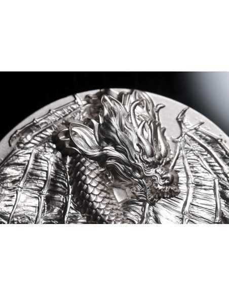 WINGED DRAGON OF WISDOM 9 Dragons Series 5 Oz Silver Coin 18888 Francs Chad 2024 - Coins & More - Tchad