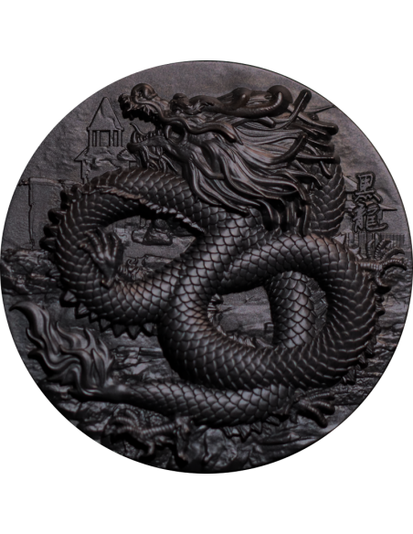 BLACK GUARDIAN DRAGON 9 Dragons Series 5 Oz Silver Coin 18888 Francs Chad 2024 - Coins & More - Chad