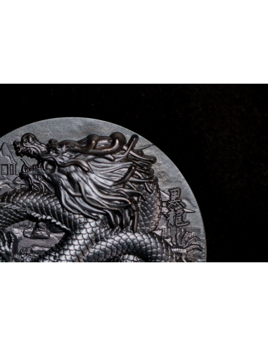 BLACK GUARDIAN DRAGON 9 Dragons Series 5 Oz Silver Coin 18888 Francs Chad 2024 - Coins & More - Chad