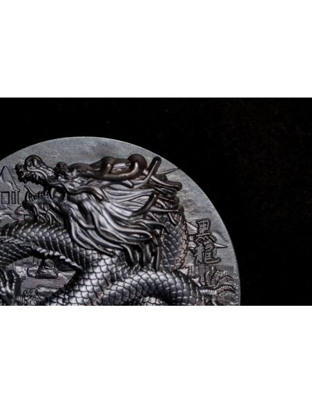 BLACK GUARDIAN DRAGON 9 Dragons Series 5 Oz Silver Coin 18888 Francs Chad 2024 - Coins & More - Chad