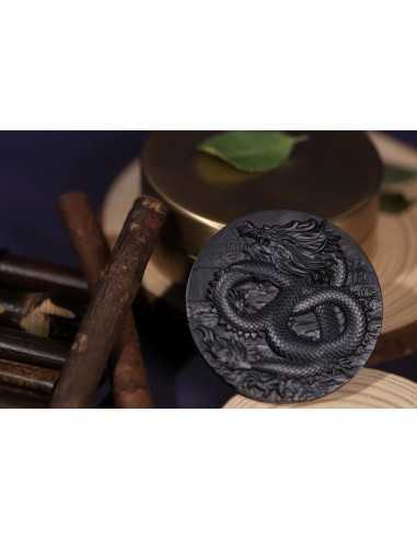 BLACK GUARDIAN DRAGON 9 Dragons Series 5 Oz Silver Coin 18888 Francs Chad 2024 - Coins & More - Chad