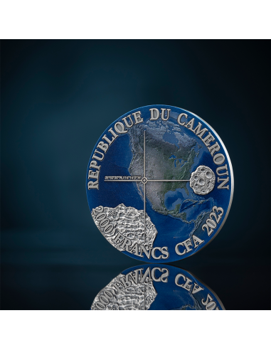 GOLD BASIN Meteorite Geography 50g Silver Coin 2000 Francs Cameroon 2023 - Coins & More - Cameroun